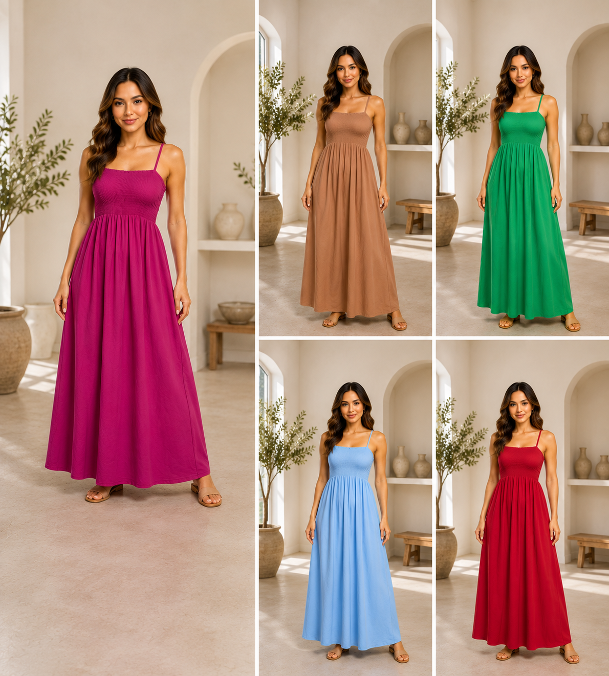 Spaghetti Strap Smocked Maxi Dress