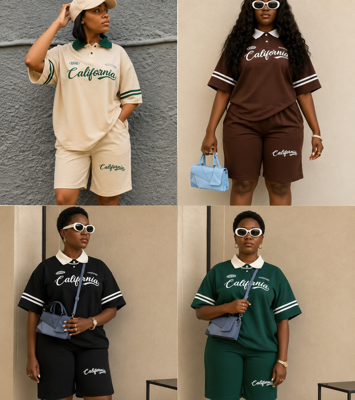 Trendy "California" T-Shirt and Shorts 2-Piece Set