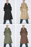 Long Belted Water Repellent Windproof Trench Coat