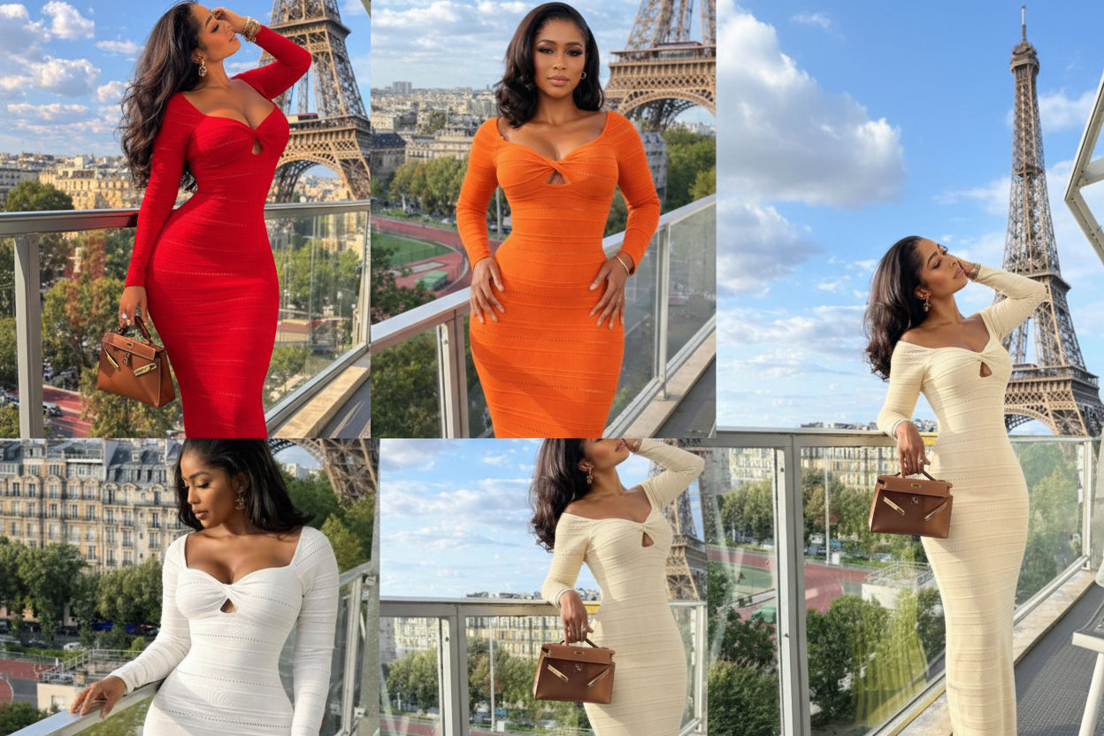 Off-Shoulder Sweetheart Cutout Ribbed Dress