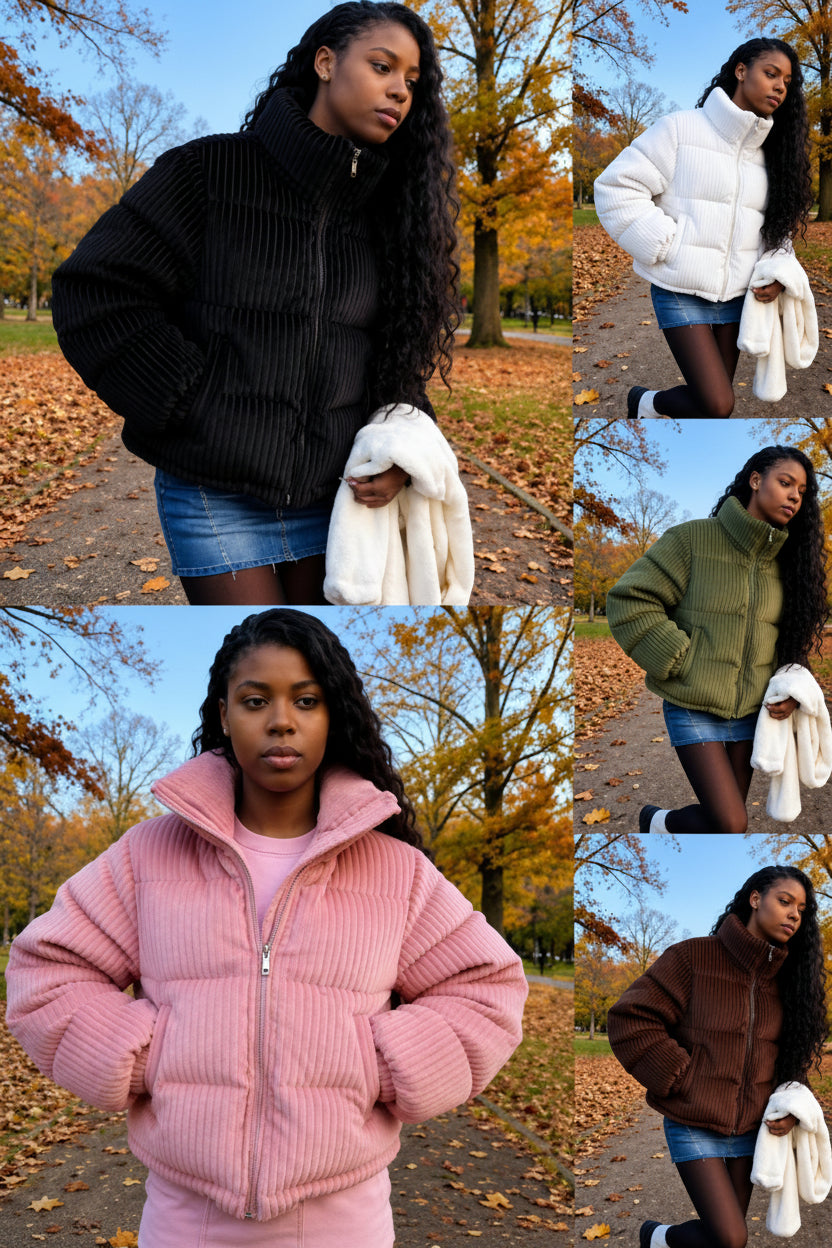 Women's Corduroy Puffer Jacket
