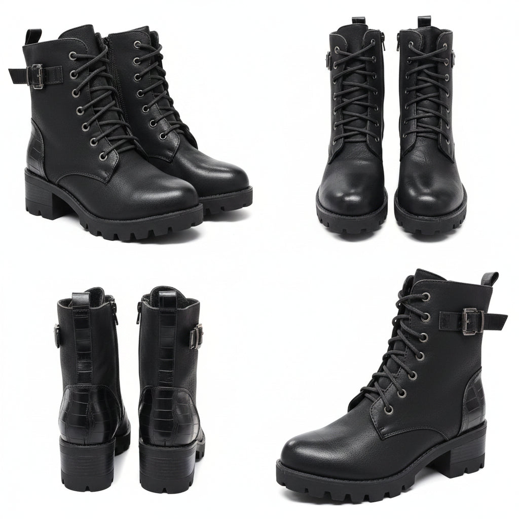 Chunky Lace-Up Ankle Boots