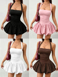 Halter Neck Bubble Hem Mini Dress