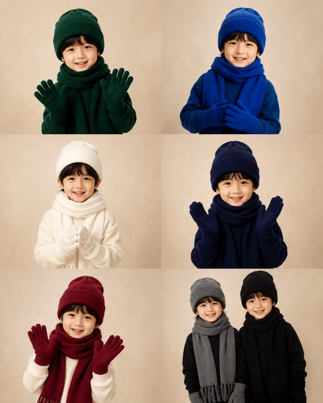 Kids Winter Beanie, Scarf, and Gloves Set